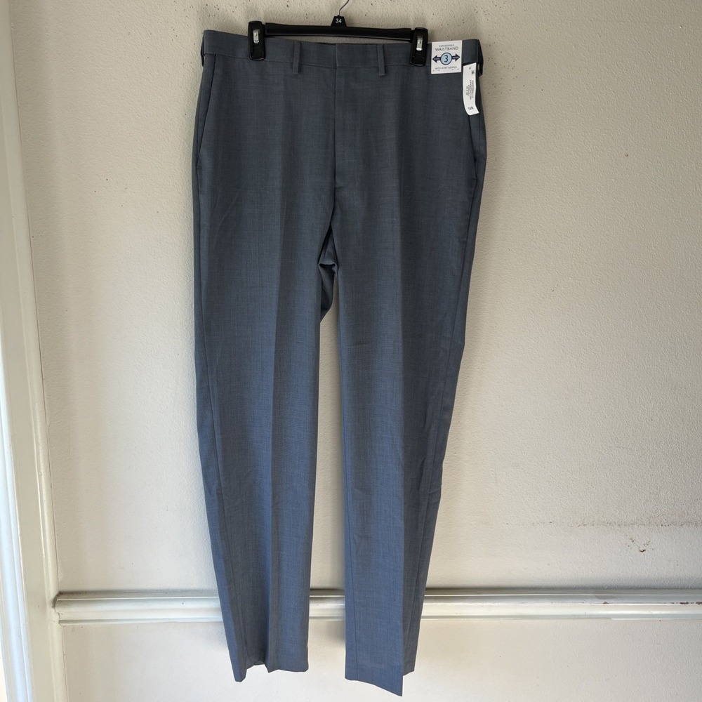 Saddlebred Performance Dress Pant Men36X34 Gray Traveler Comfort Flex New Office